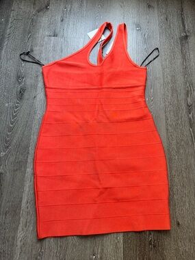 Herve Leger x Forever 21 Bandage Bodycon Dress Orange Fitted Mini Dress Size XXL